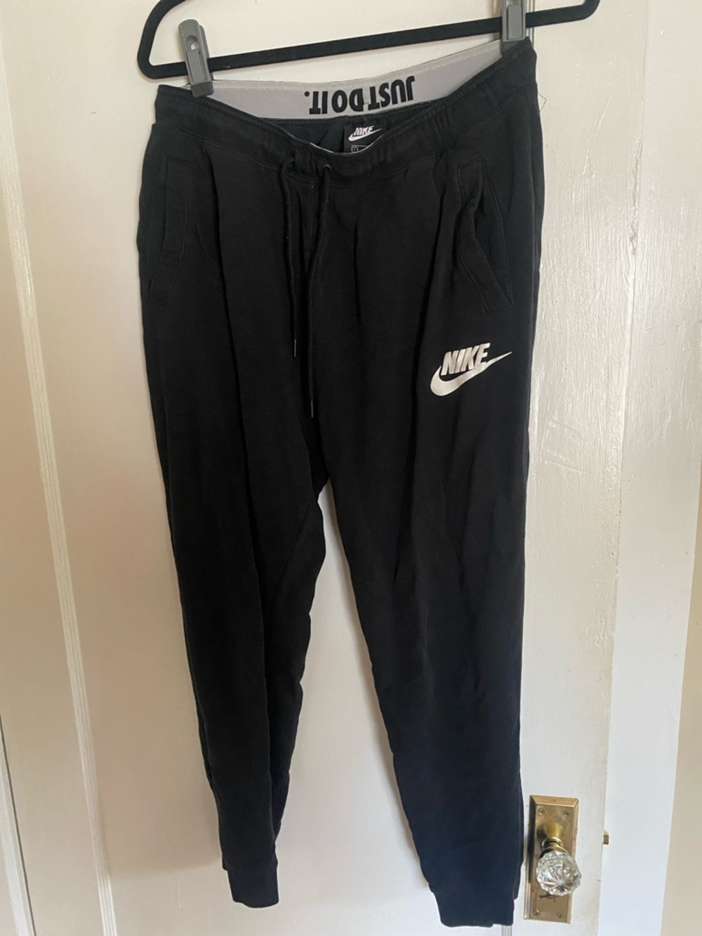 Nike Black Joggers with White Swoosh Logo